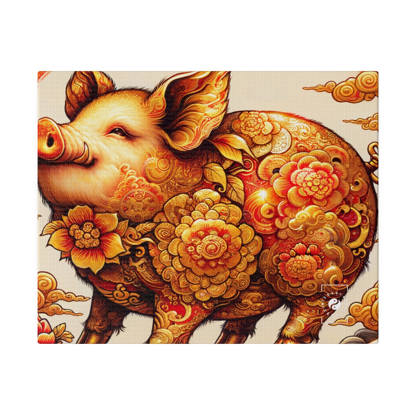 "Golden Prosperity: The Divine Boar Celebration" - Art Print Canvas