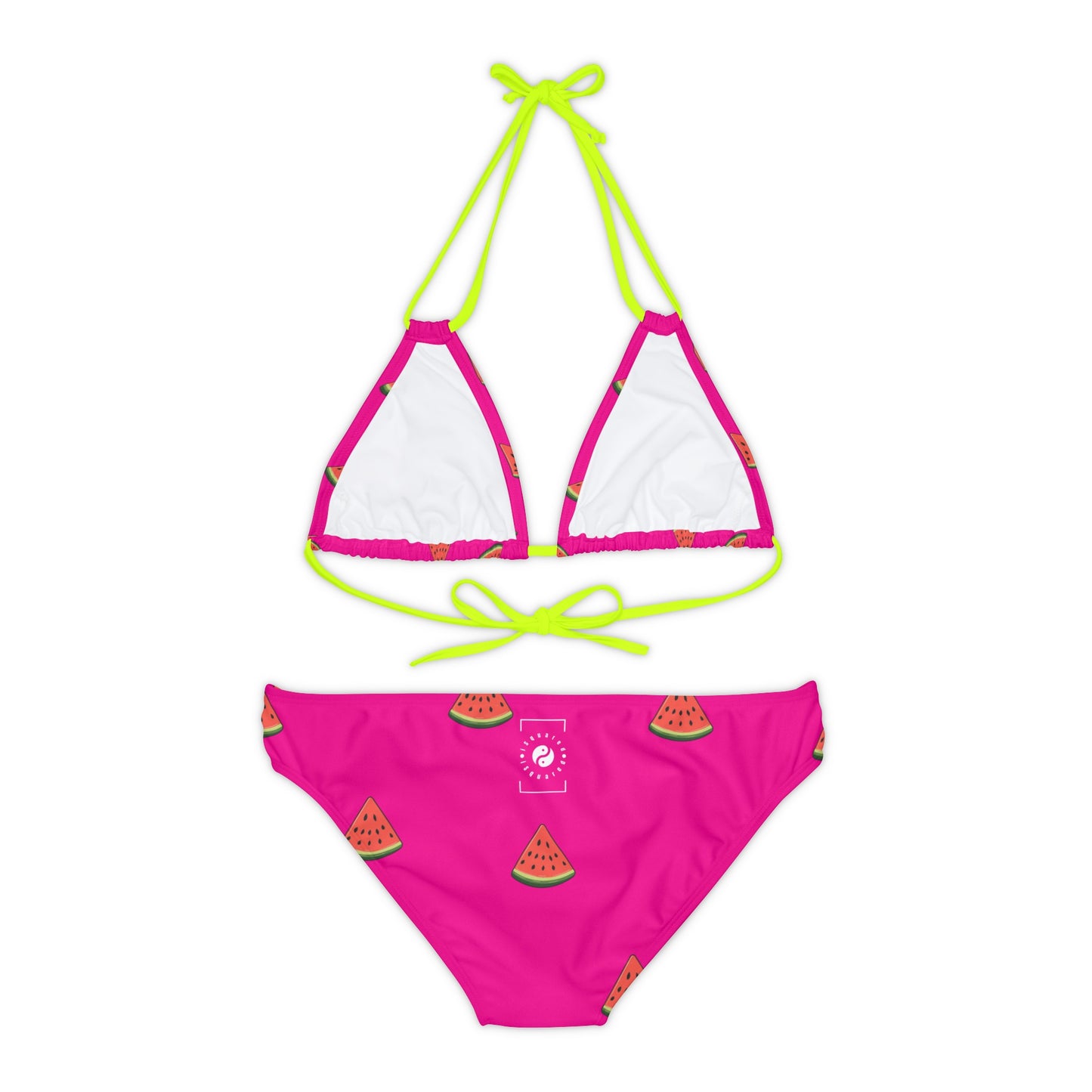 #DF0086 Pink + Watermelon - Lace-up Bikini Set