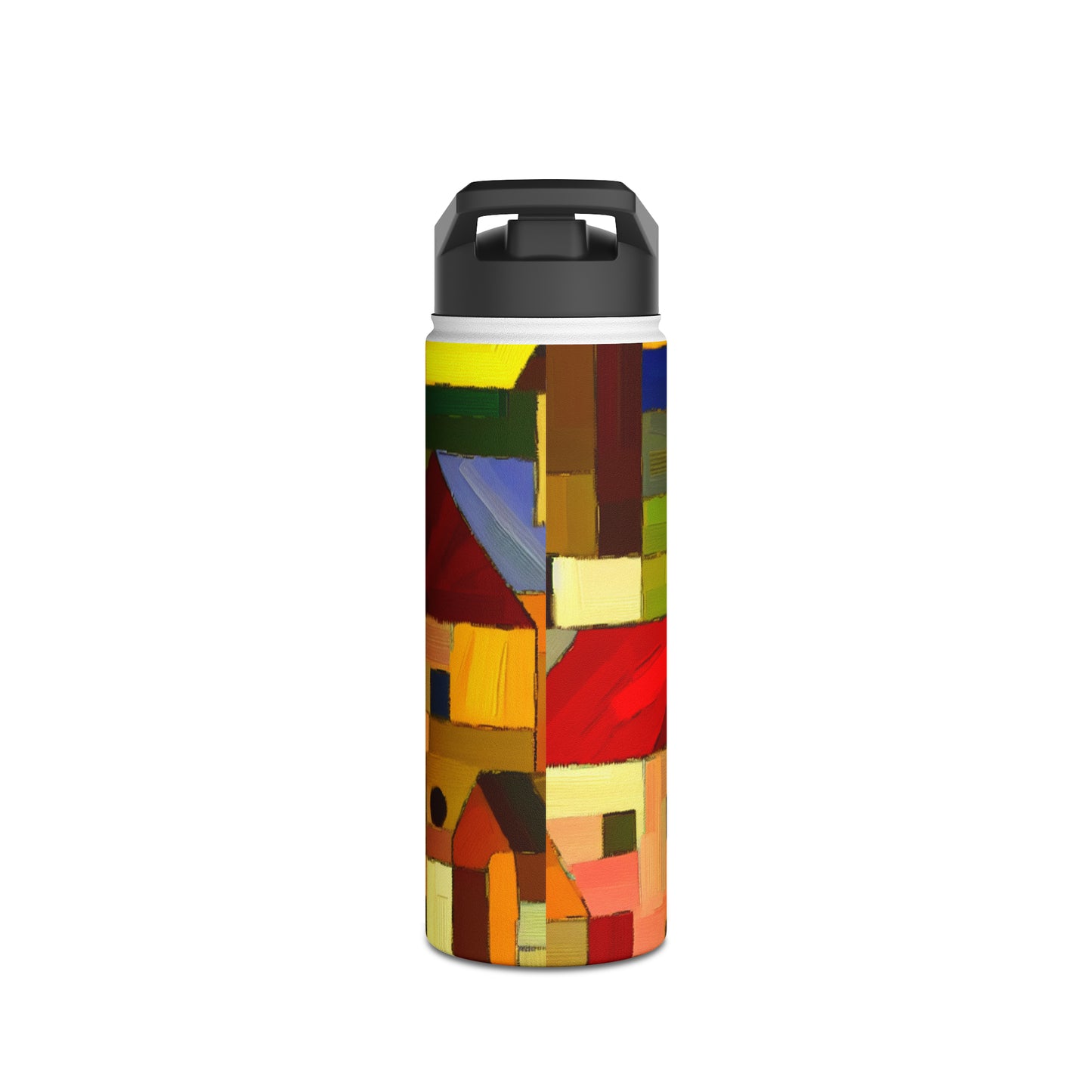 "Earthen Adobes in Hues of Hundertwasser" - Water Bottle