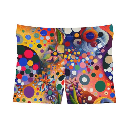 "Polka Petals in Yogic Surrealism: An Artistic Salute to Kusama and Kahlo" - Mini Hot Yoga Short