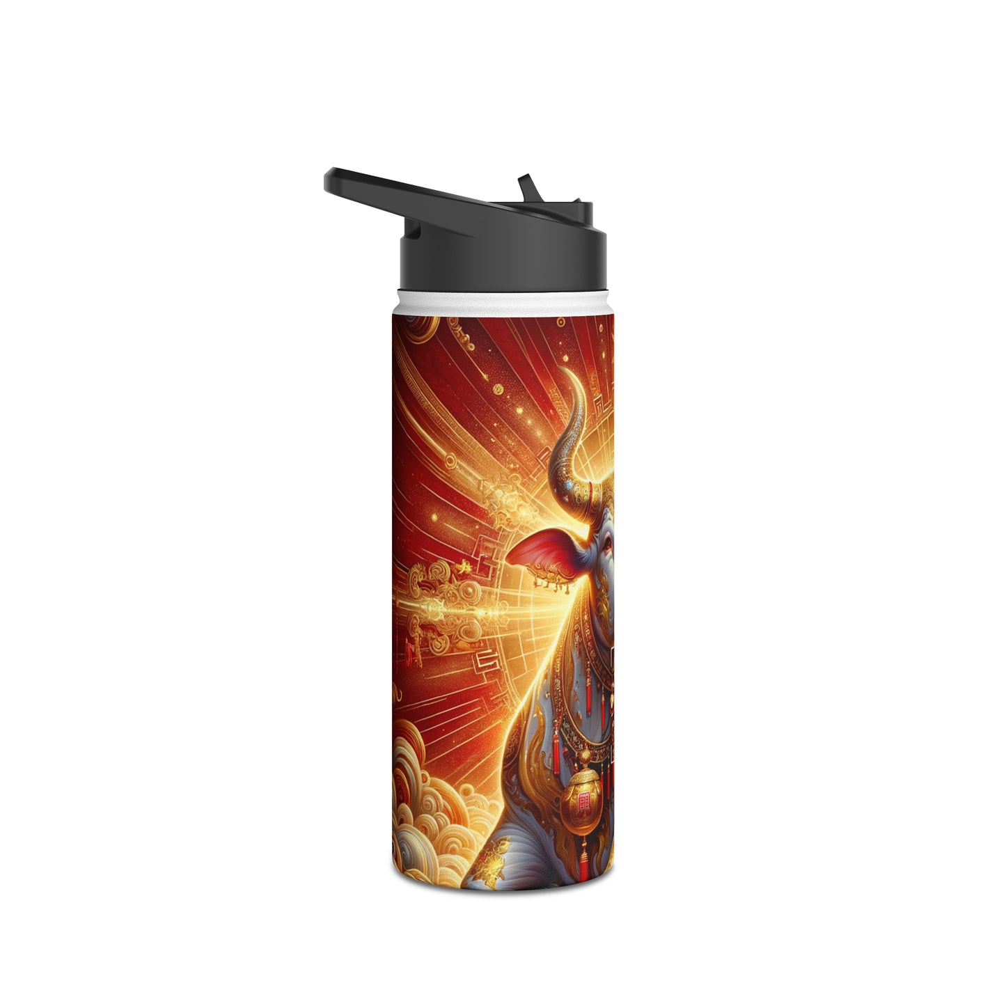 "Golden Euphoria: A Dance of the Divine Bovine" - Water Bottle