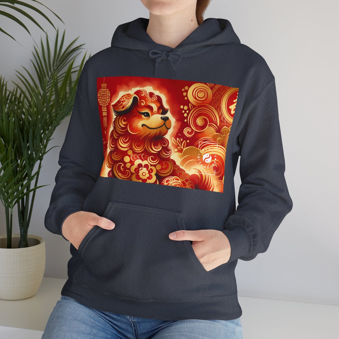 "Golden Canine Emissary on Crimson Tide: A Chinese New Year Odyssey" - Hoodie