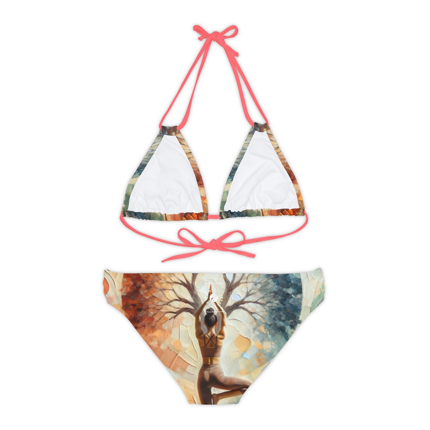 "Stability in Surrender: Vrikshasana in Harmony with Earth" - Lace-up Bikini Set