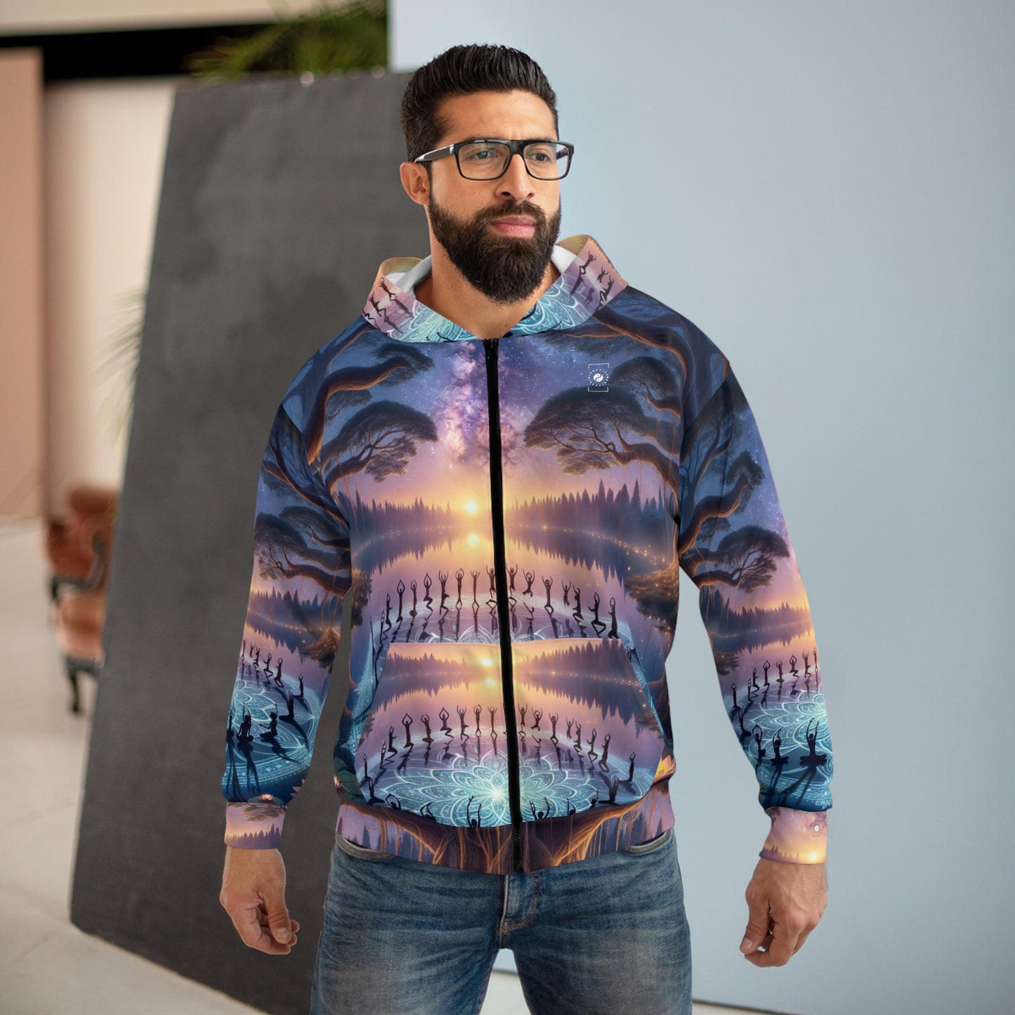 "Sérénité Céleste : Reflet du Mandala" - Sweat à capuche zippé