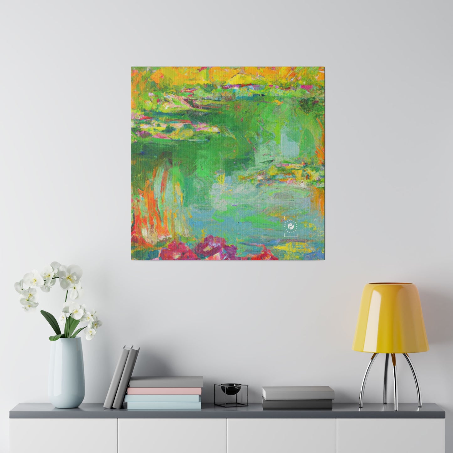 "Lily Aquarelle: Dusk Reflections" - Art Print Canvas