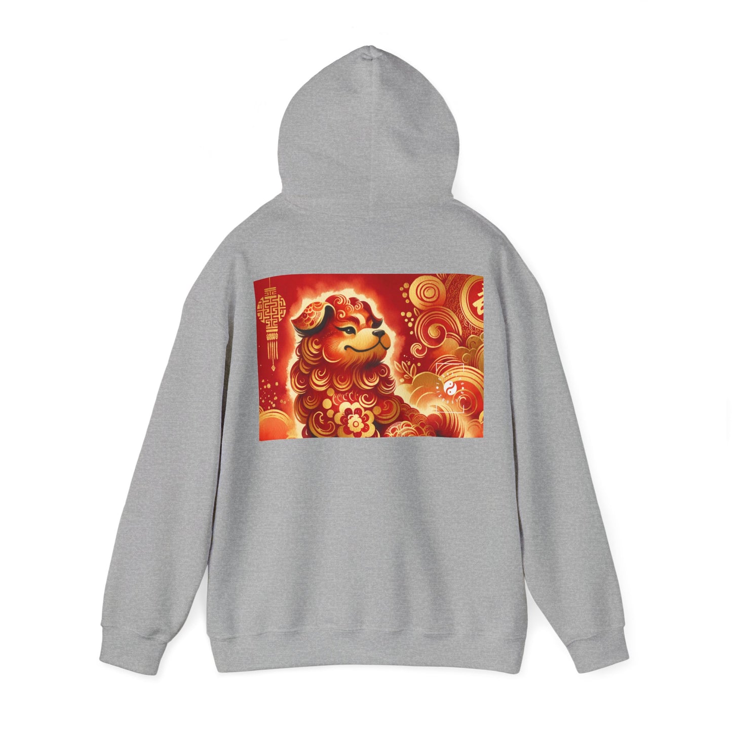 "Golden Canine Emissary on Crimson Tide: A Chinese New Year Odyssey" - Hoodie