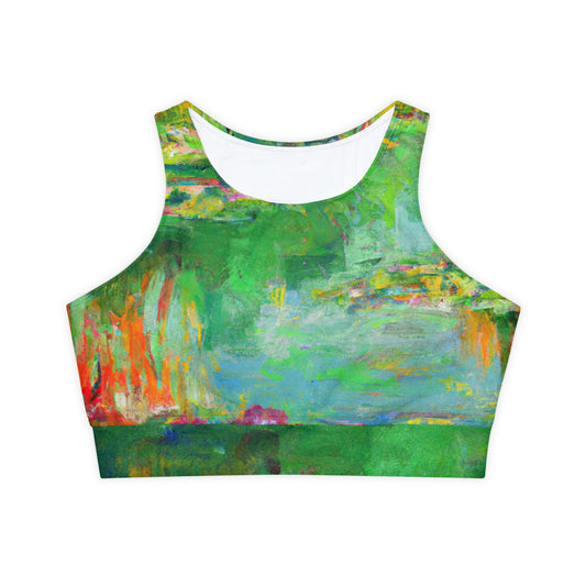 "Lily Aquarelle: Dusk Reflections" - Lined & Padded Sports Bra