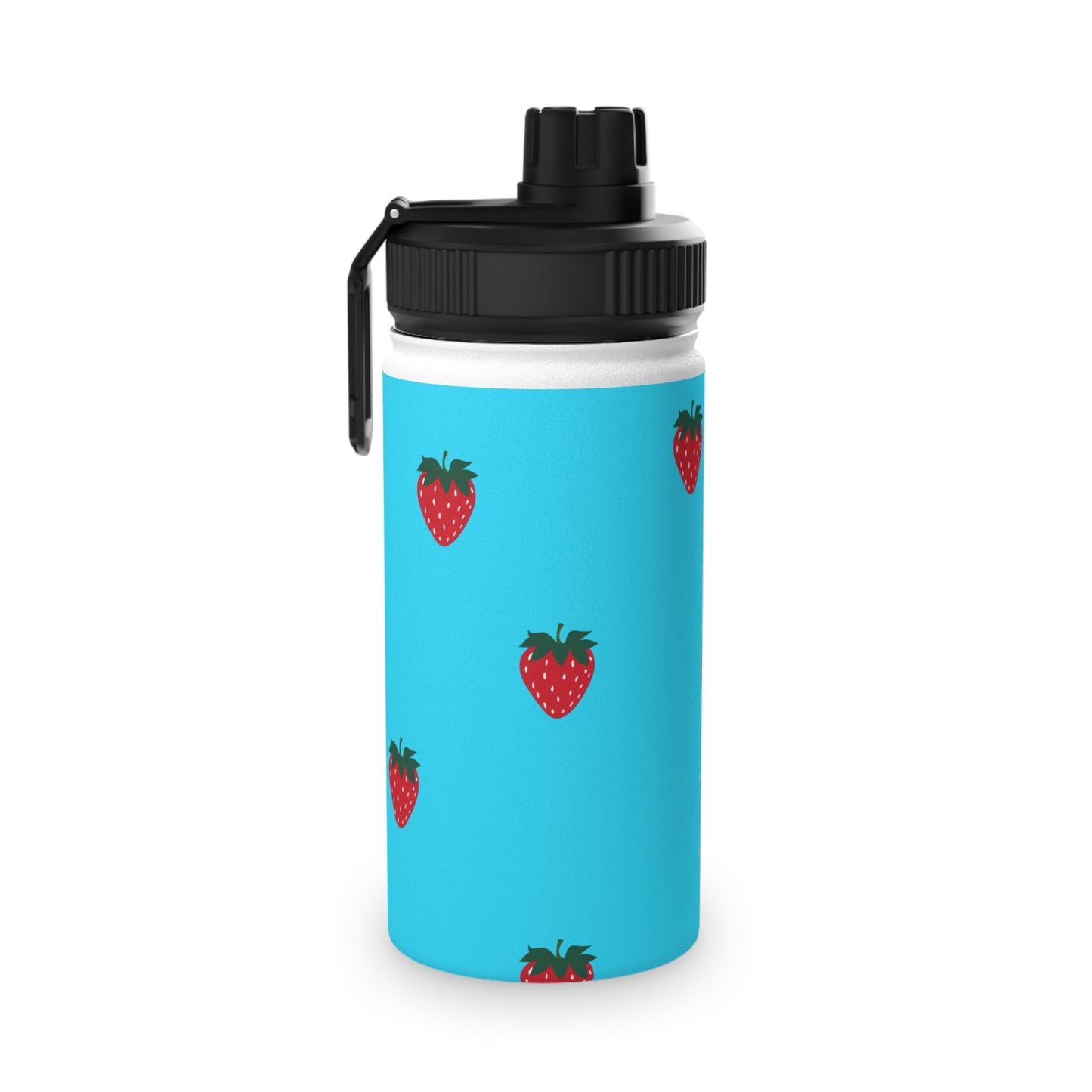 #22DEFF Light Blue + Strawberry - Sports Water Bottle