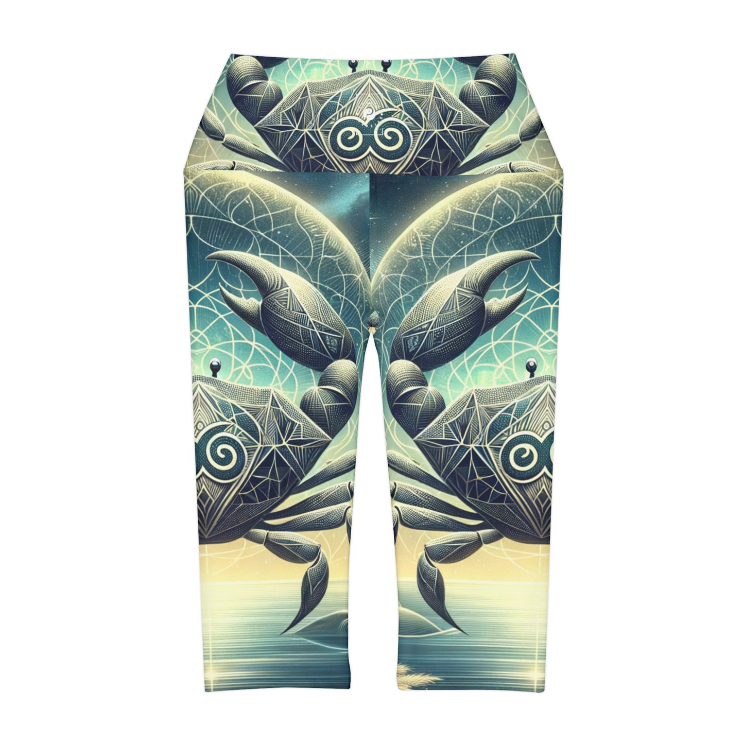 Crab Constellation Yoga - High Waisted Capri Leggings