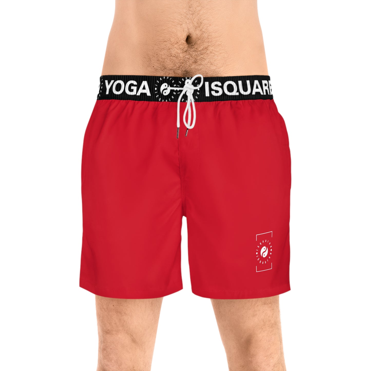 #D10927 Scarlet Red - Swim Shorts (Mid-Length) for Men