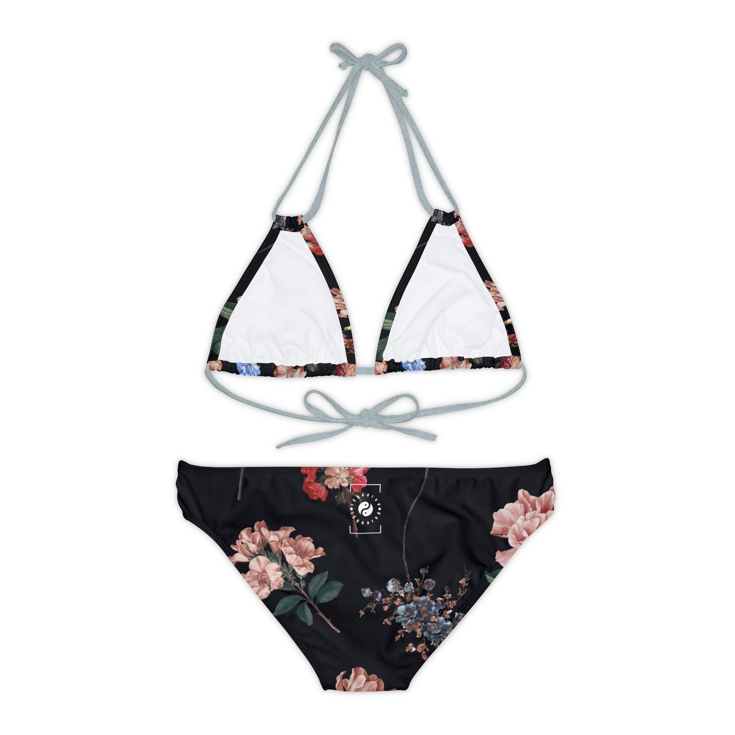 Botanicals on Black - Lace-up Bikini Set