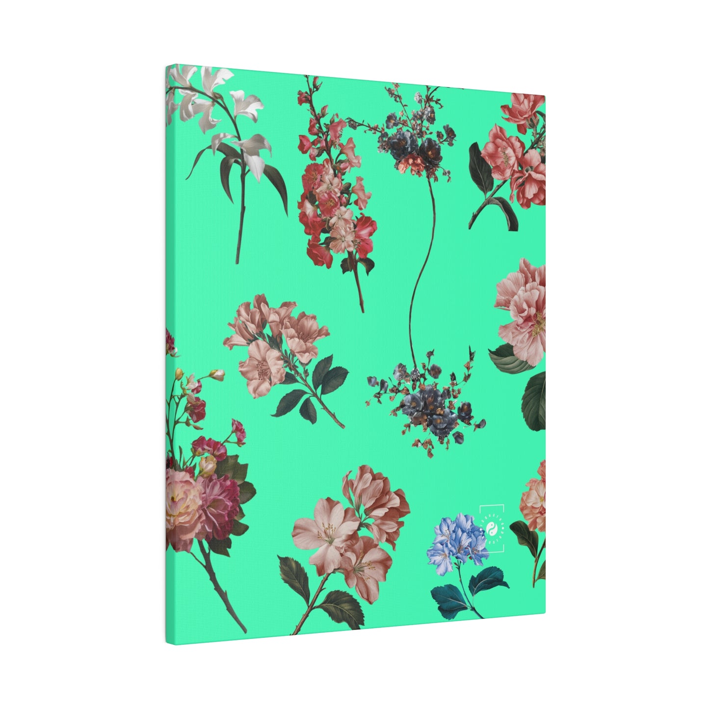 Botanicals on Turquoise - Art Print Canvas