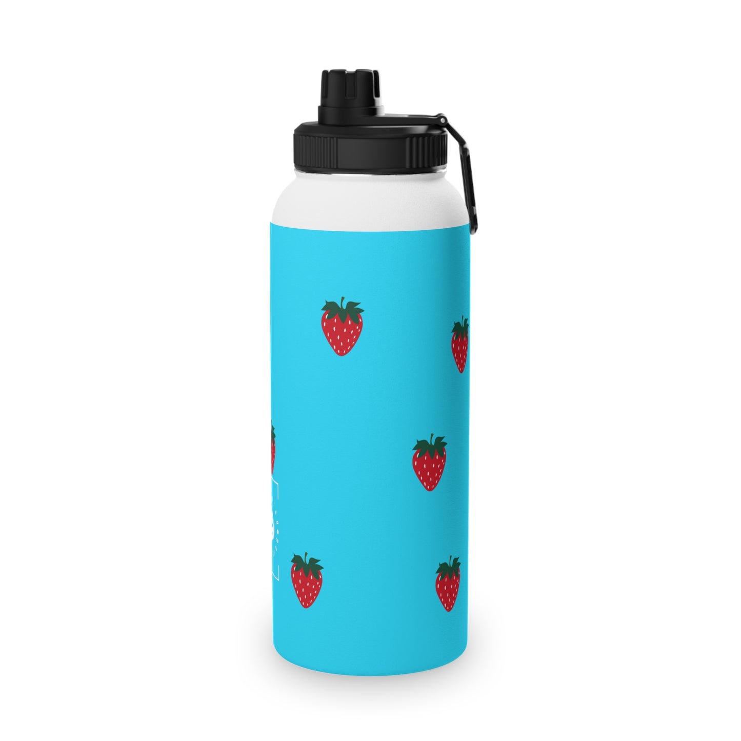 #22DEFF Light Blue + Strawberry - Sports Water Bottle