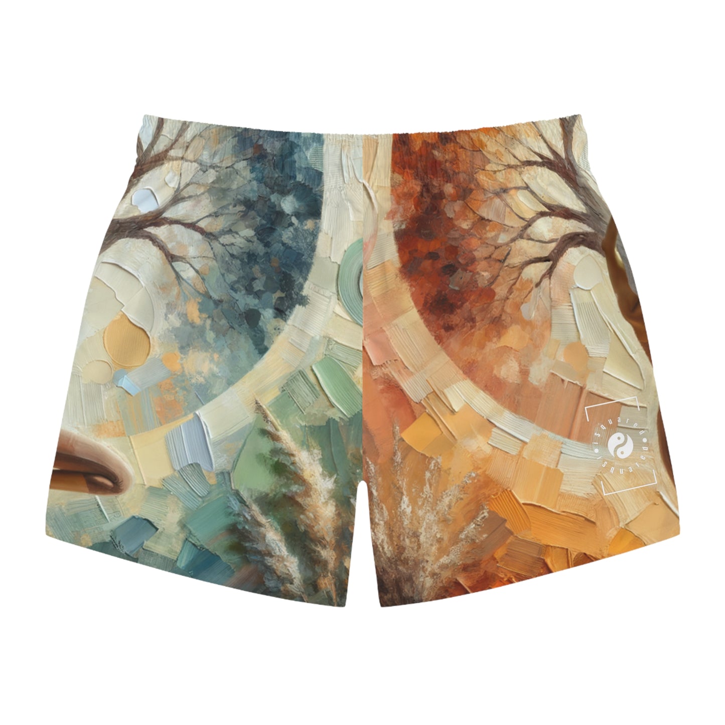 "Stability in Surrender: Vrikshasana in Harmony with Earth" - Swim Trunks for Men