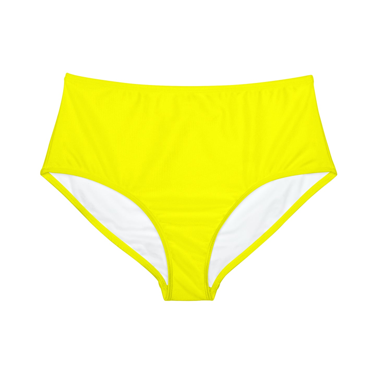Neon Yellow FFFF00 - High Waisted Bikini Bottom