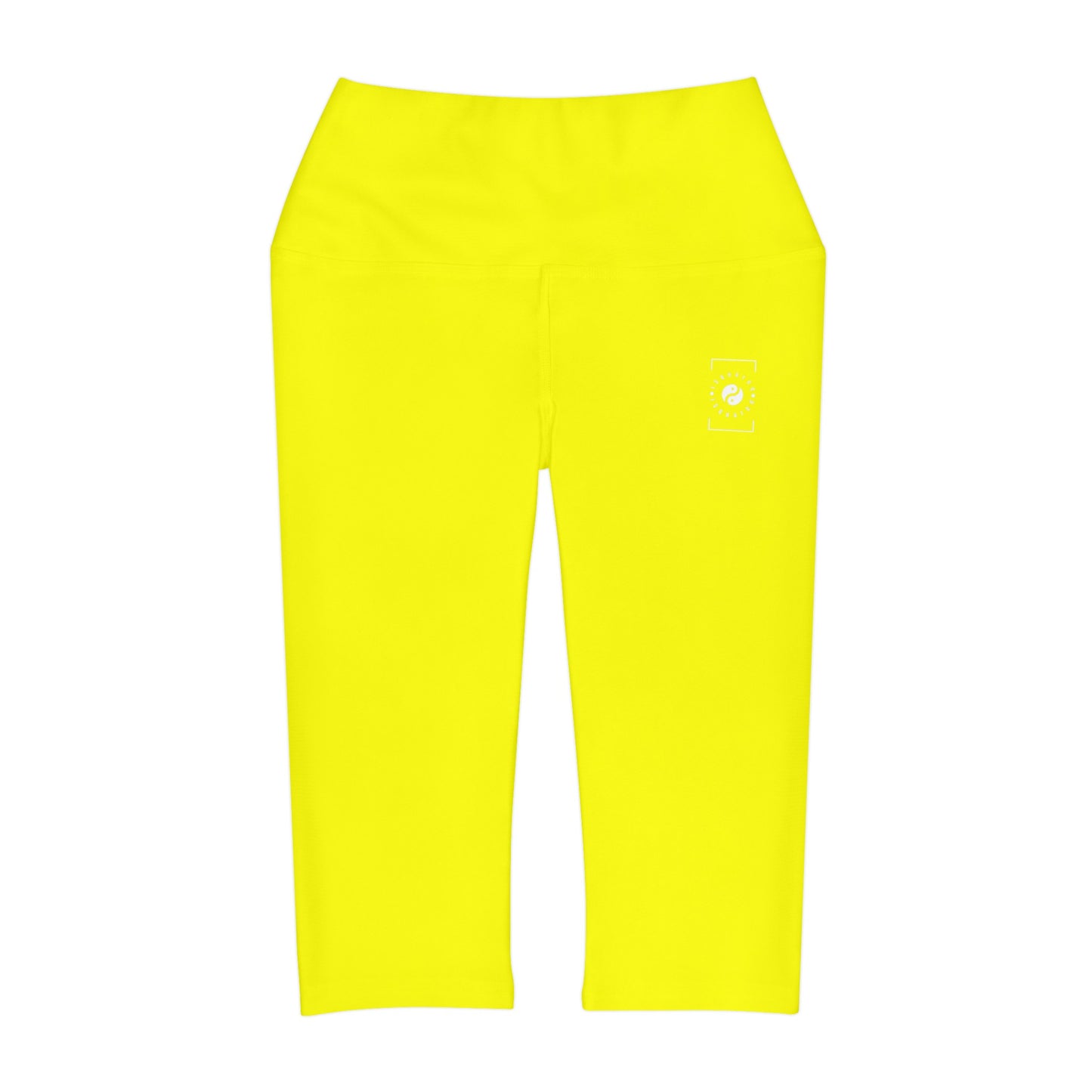 Neon Yellow FFFF00 - High Waisted Capri Leggings