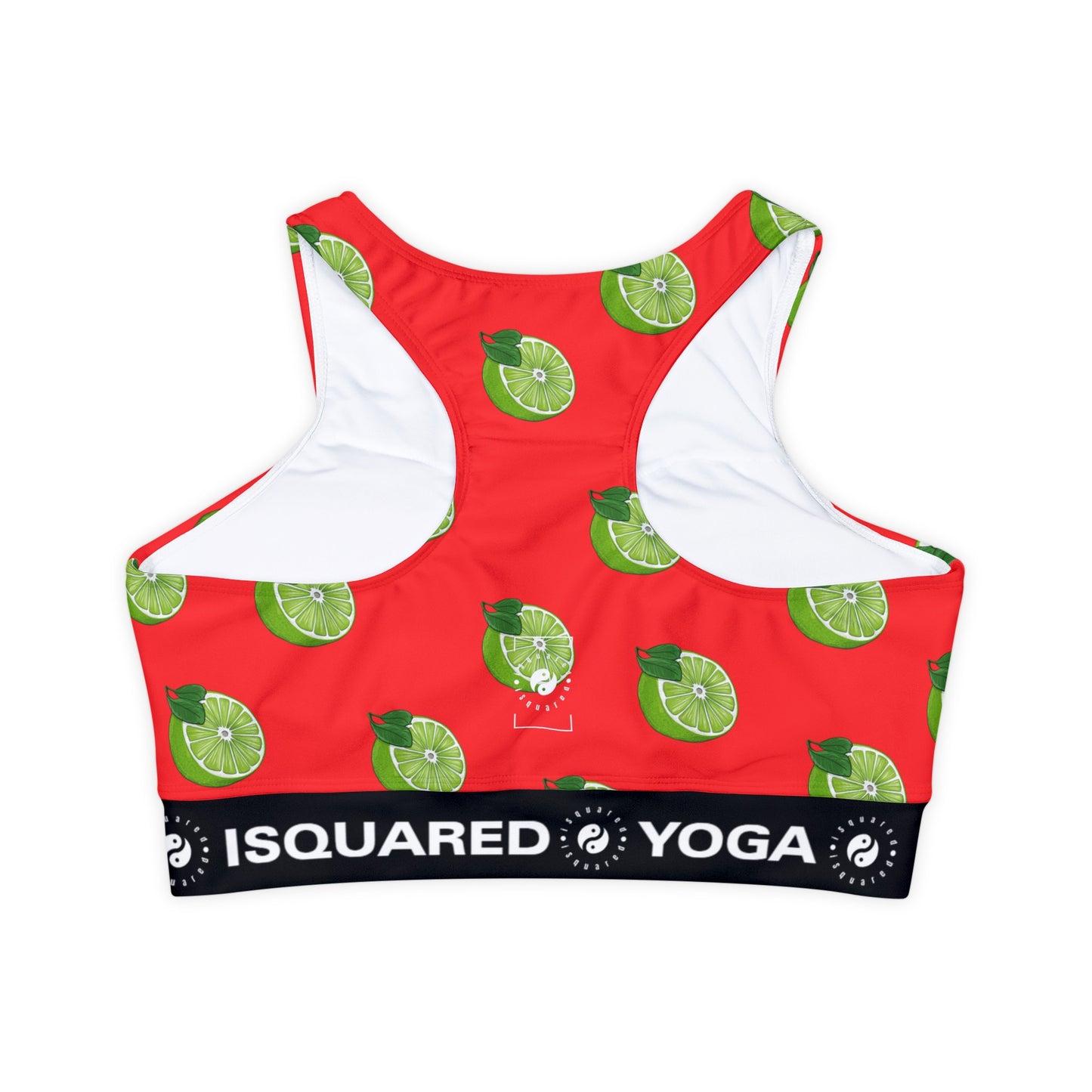 #FF3131 Bright Orange + Lime - Lined & Padded Sports Bra