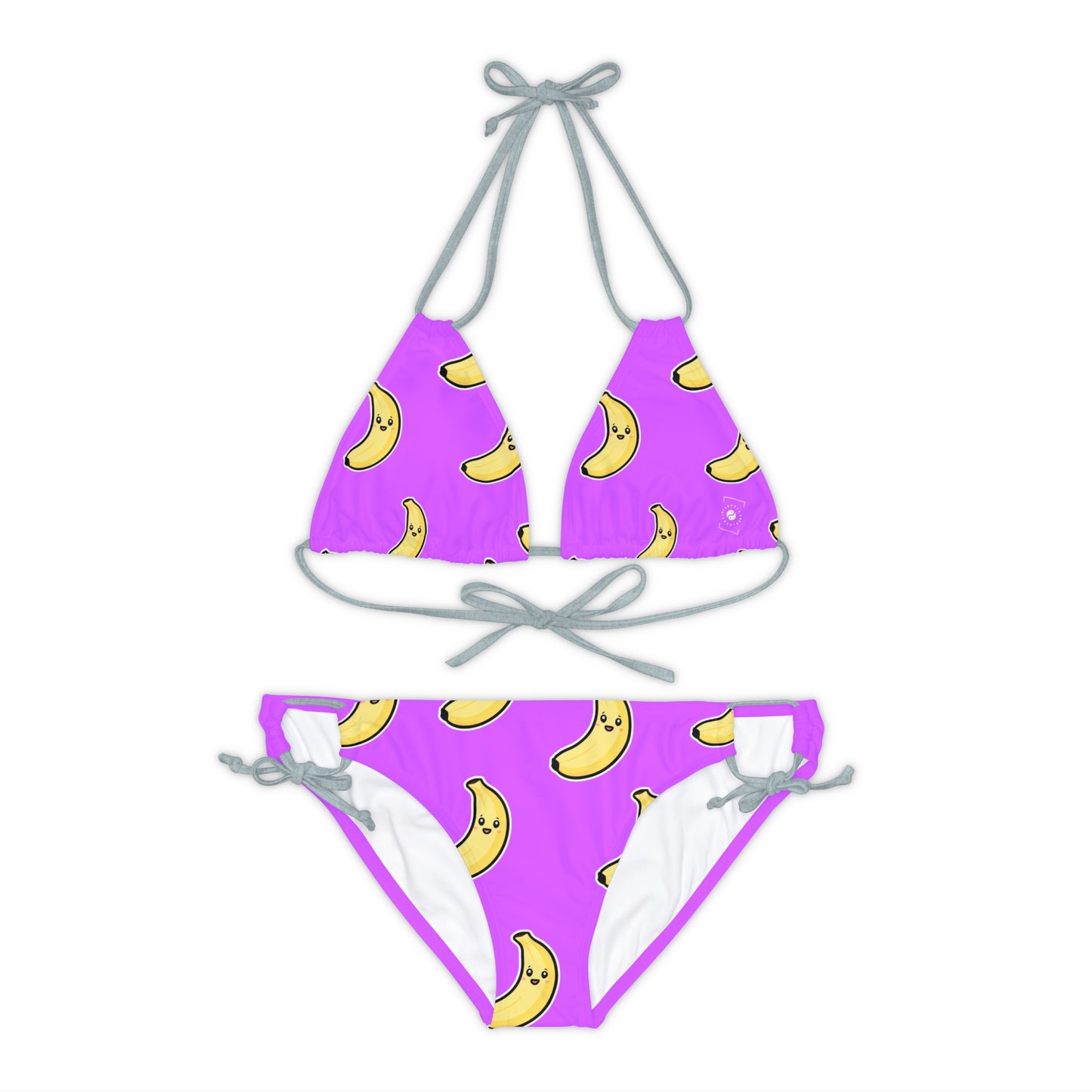 #D65BFF Purple + Banana - Lace-up Bikini Set