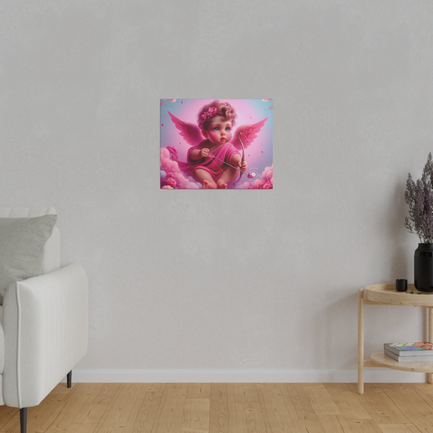 "Bold Blush: A Cupid's Love Affair" - Art Print Canvas