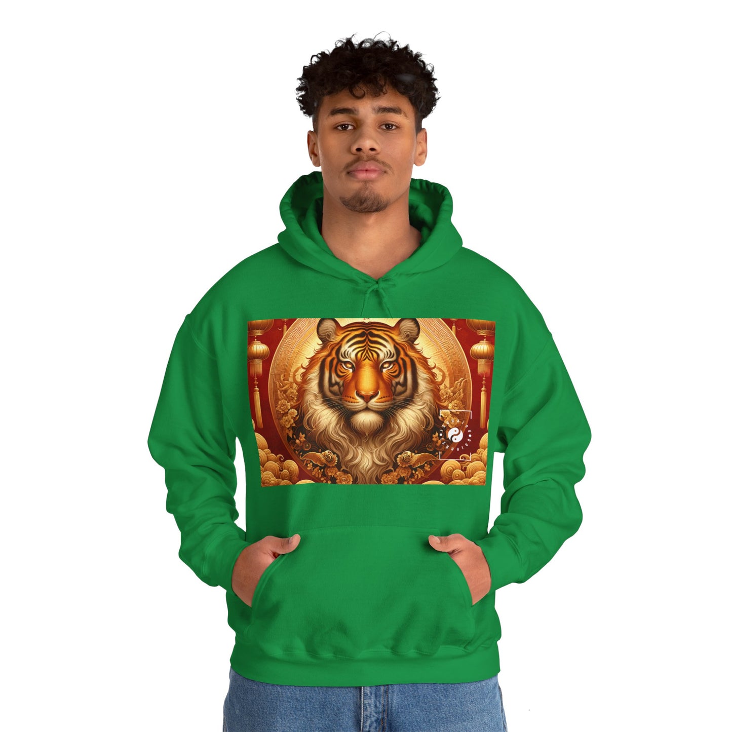 "Majesté dorée : Ascension du Tigre Lunaire" - Sweat à capuche 