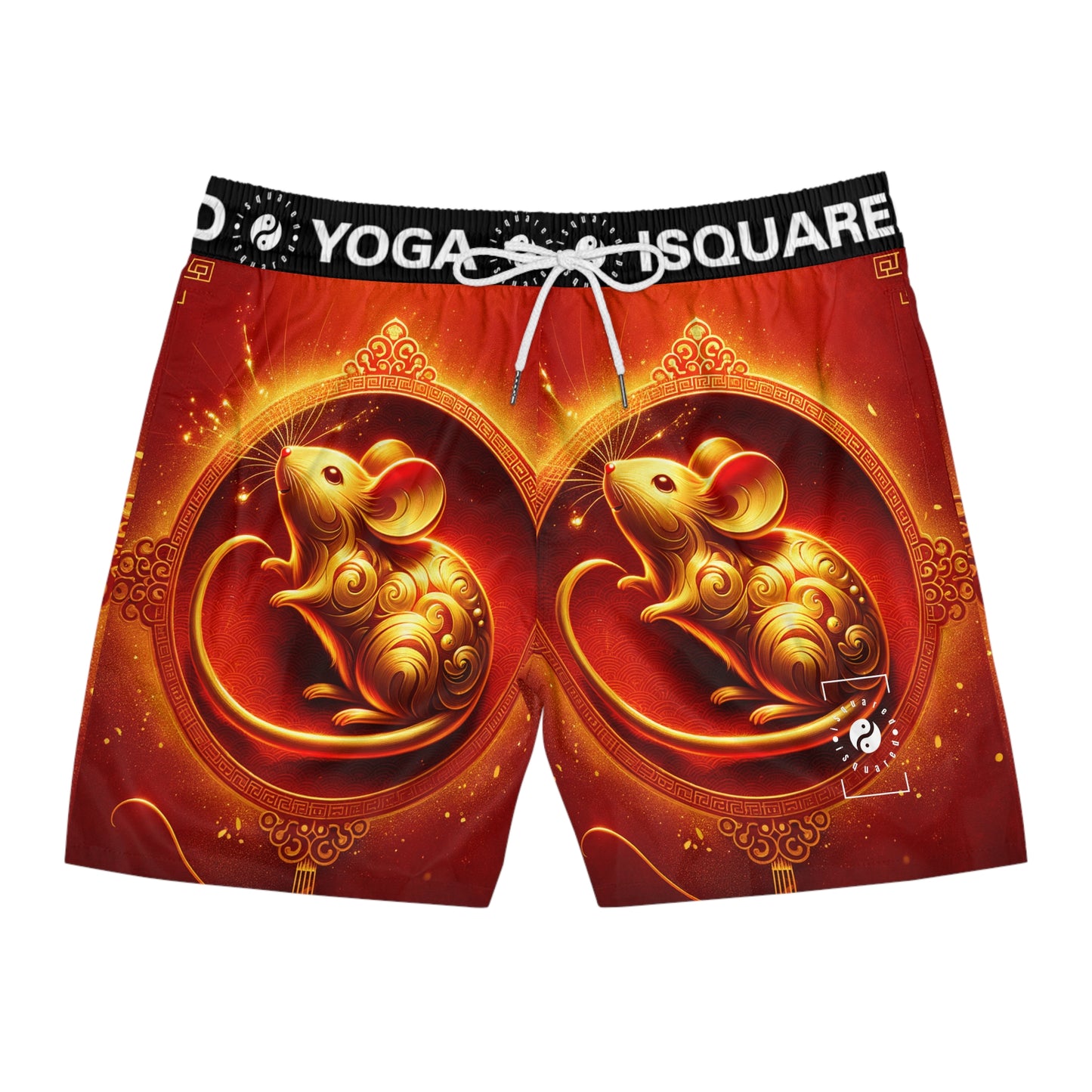 "Golden Emissary: A Lunar New Year's Tribute" - Swim Shorts (Mid-Length) for Men