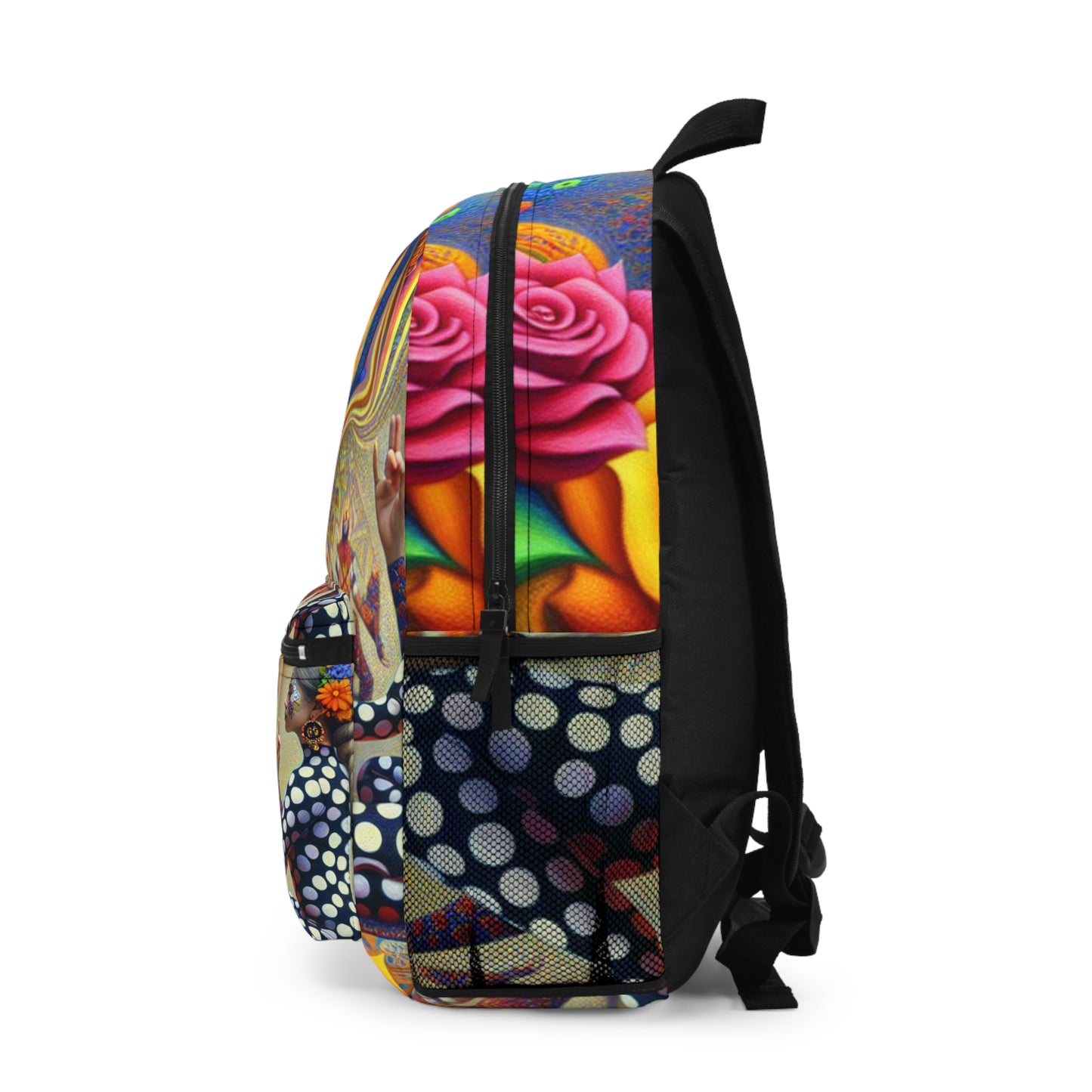 "Kahlo-Kusama Blossom Asanas: A Surreal Yoga Symphony" - Backpack