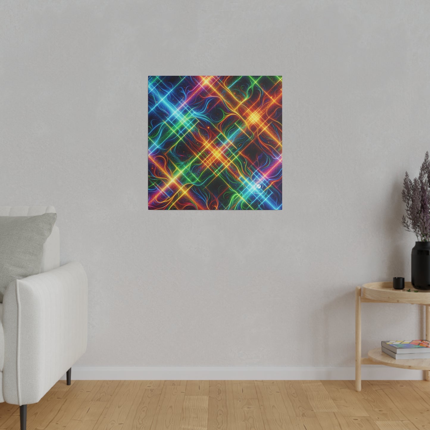 "Neon Plaid Luminosity Matrix" - Art Print Canvas