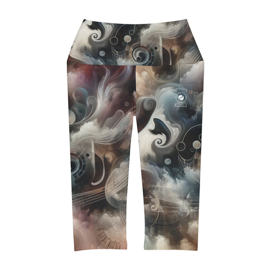 "Harmony of Descent: An Abstract Ode to La Traviata" - High Waisted Capri Leggings