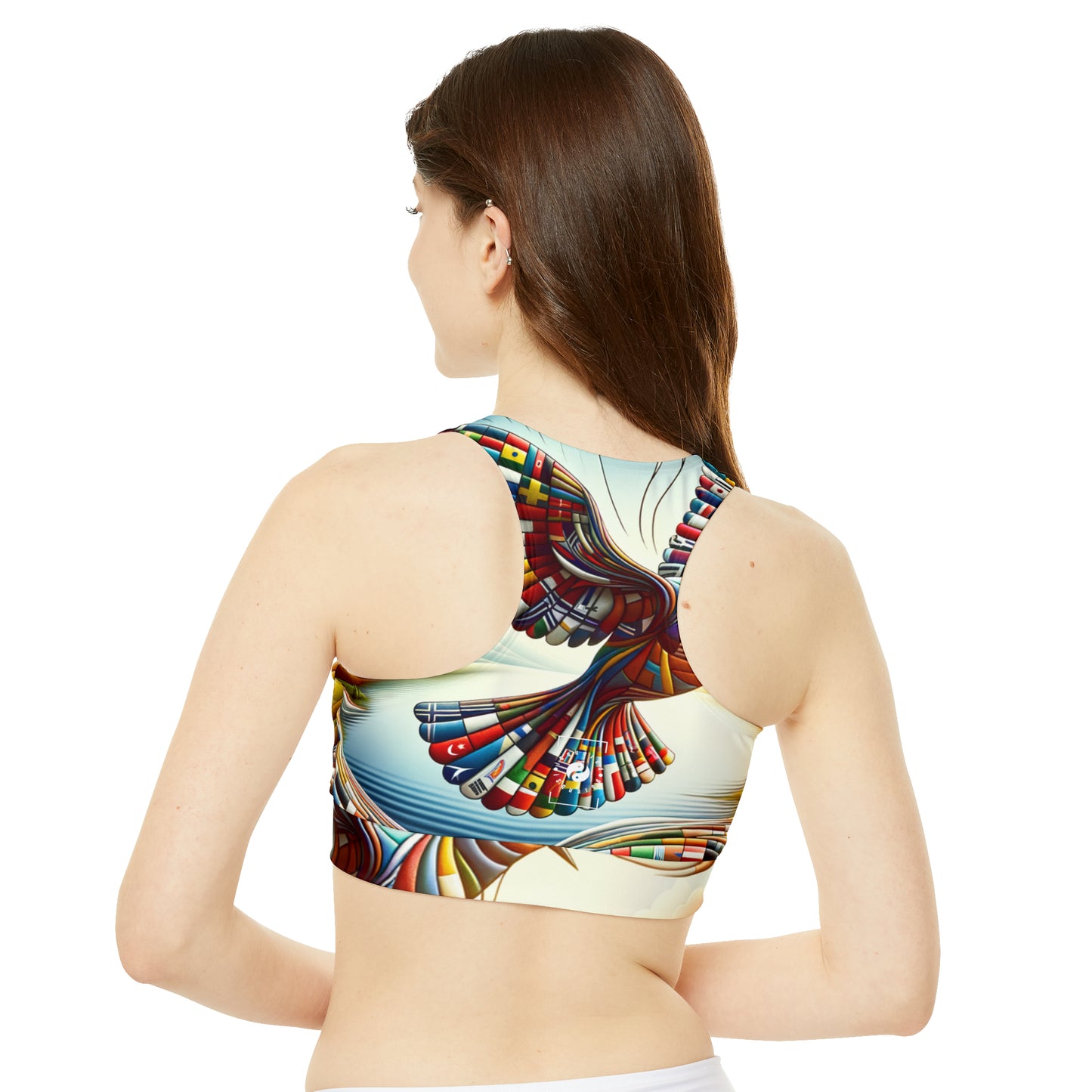 "Global Tapestry of Tranquility" - High Neck Crop Top