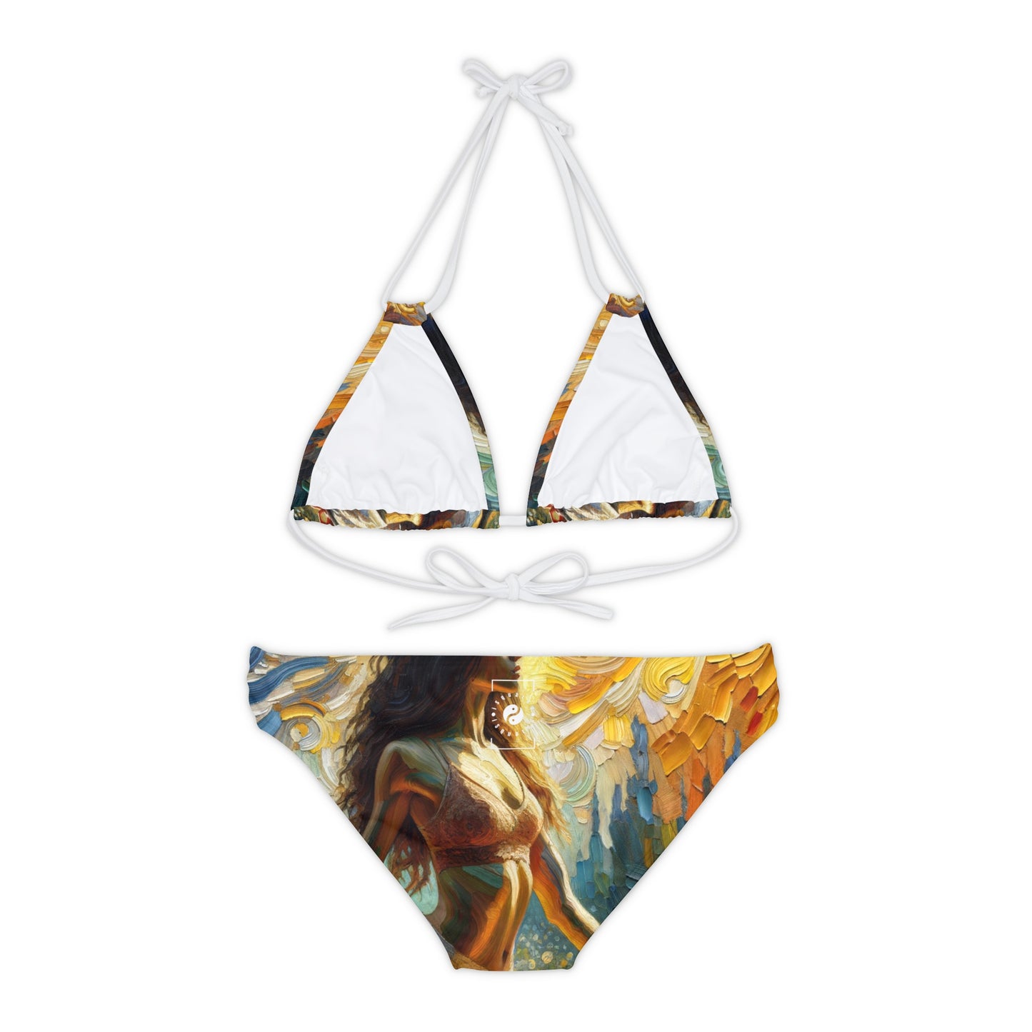 "Golden Warrior: A Tranquil Harmony" - Lace-up Bikini Set