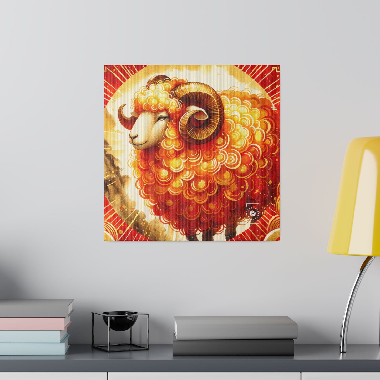 Auspicious Gold of Divine Ewe: A Lunar New Year Art Print Canvas