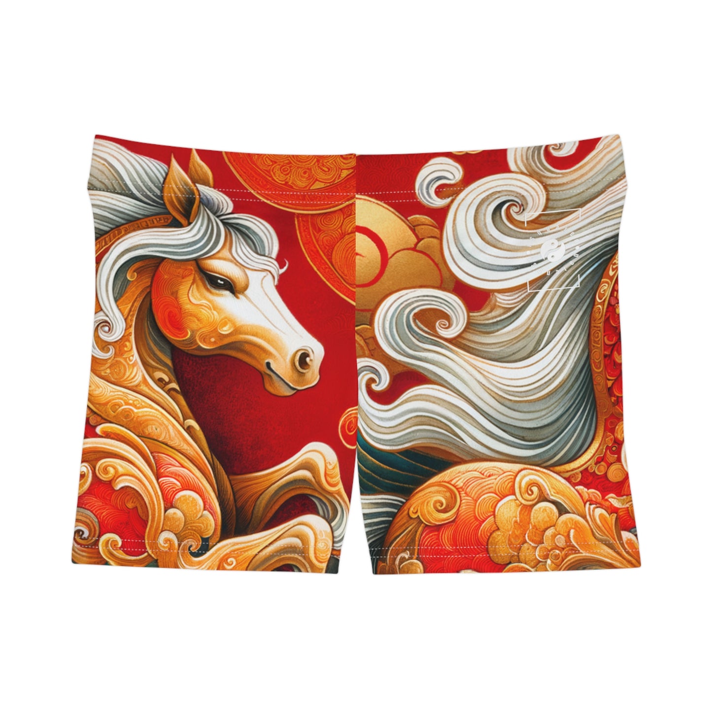 "Gold Gallop on Vermilion Vista: A Lunar New Year’s Ode" - Mini Hot Yoga Short