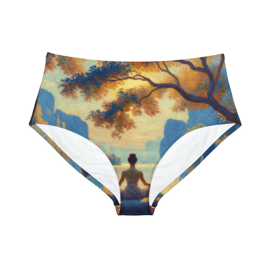 "Zen Blossom Alignment" - Bas de bikini taille haute