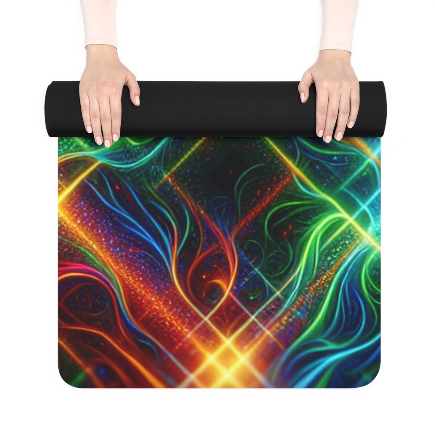 "Neon Plaid Luminosity Matrix" - Yoga Mat