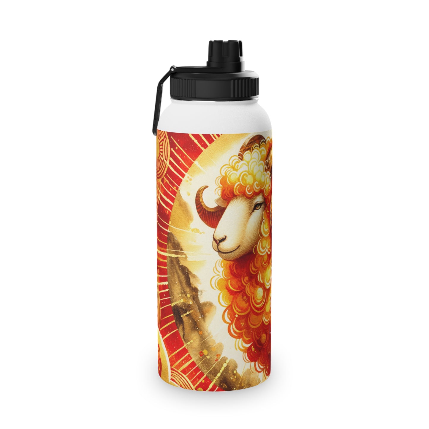 "Auspicious Gold of Divine Ewe: A Lunar New Year Revelry" - Sports Water Bottle