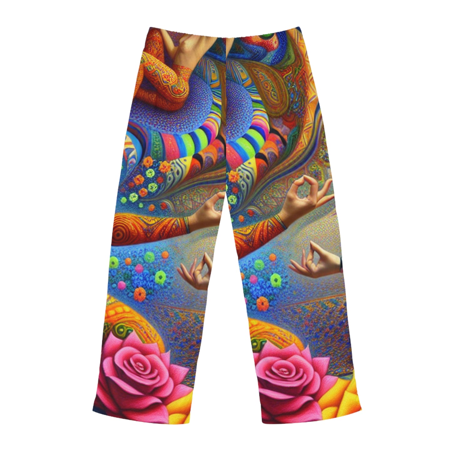 "Kahlo-Kusama Blossom Asanas: A Surreal Yoga Symphony" - men's Lounge Pants