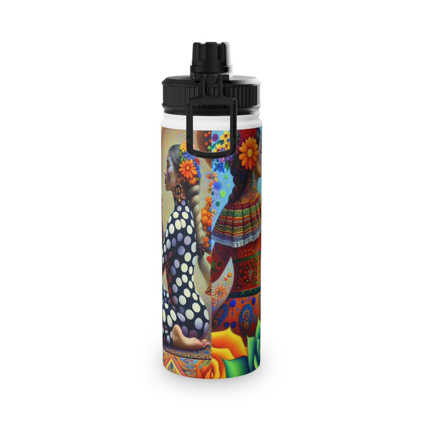 "Kahlo-Kusama Blossom Asanas: A Surreal Yoga Symphony" - Sports Water Bottle