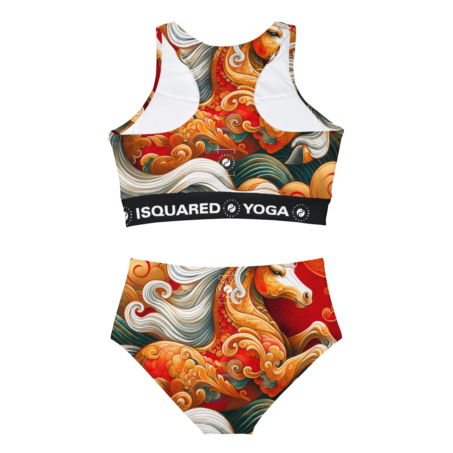 "Gold Gallop on Vermilion Vista: A Lunar New Year’s Ode" - Hot Yoga Bikini Set