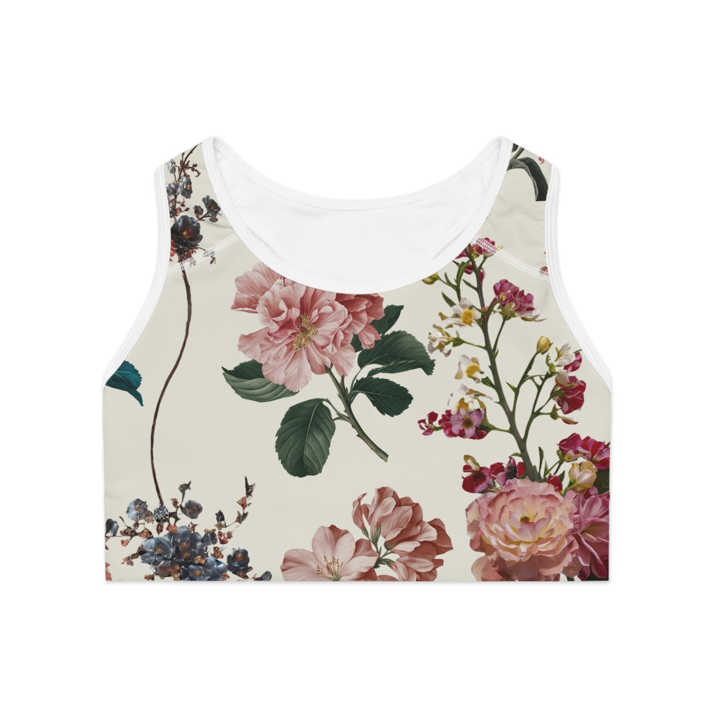 Botanicals on Beige - High Performance Sports Bra