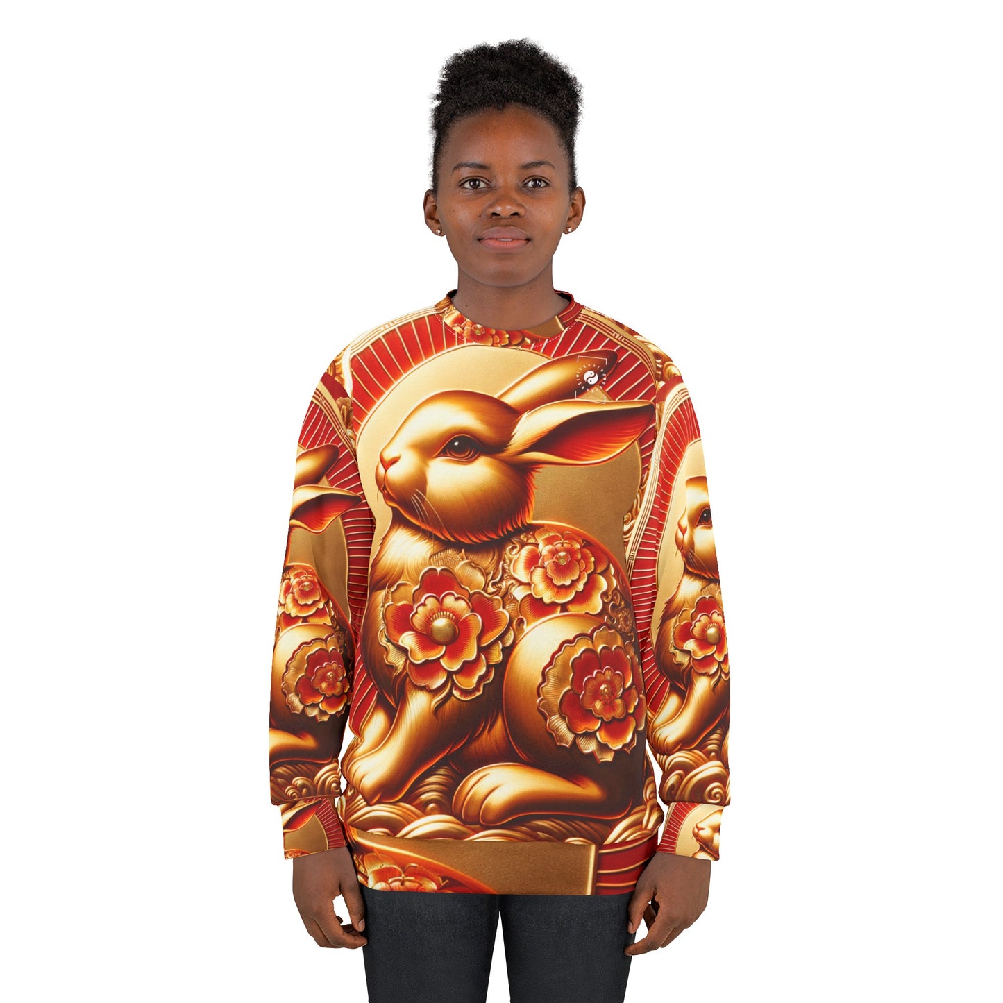 "Golden Blessings: Lunar Rabbit's Resplendence" - Unisex Sweatshirt