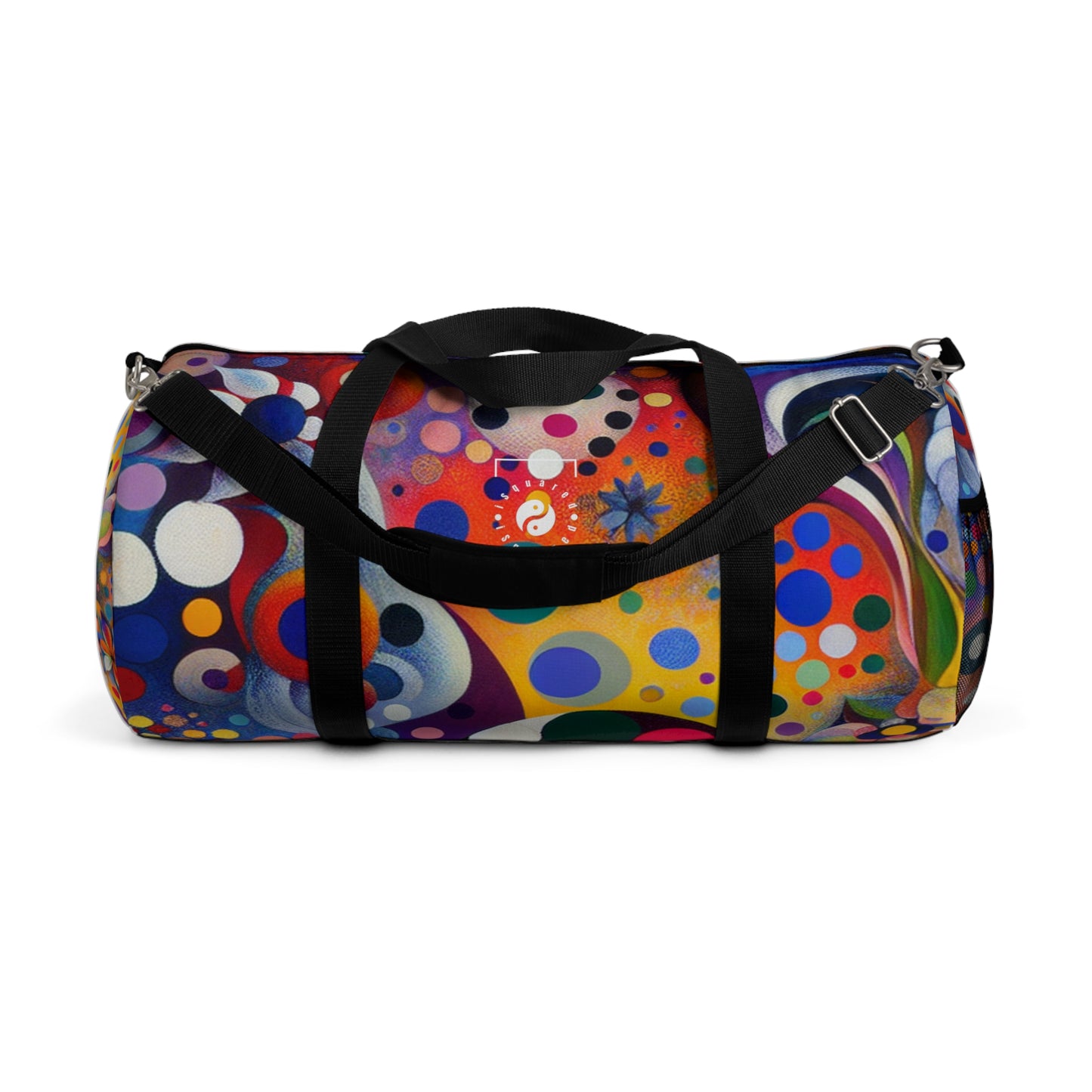 "Polka Petals in Yogic Surrealism: An Artistic Salute to Kusama and Kahlo" - Duffle Bag