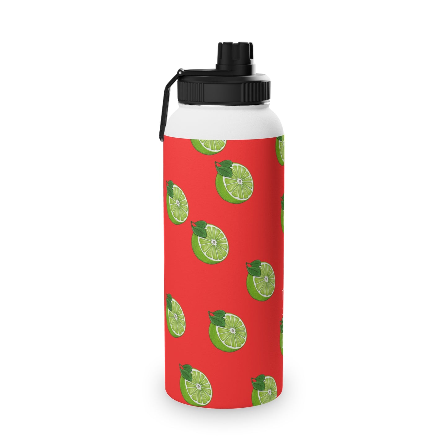 #FF3131 Bright Orange + Lime - Sports Water Bottle