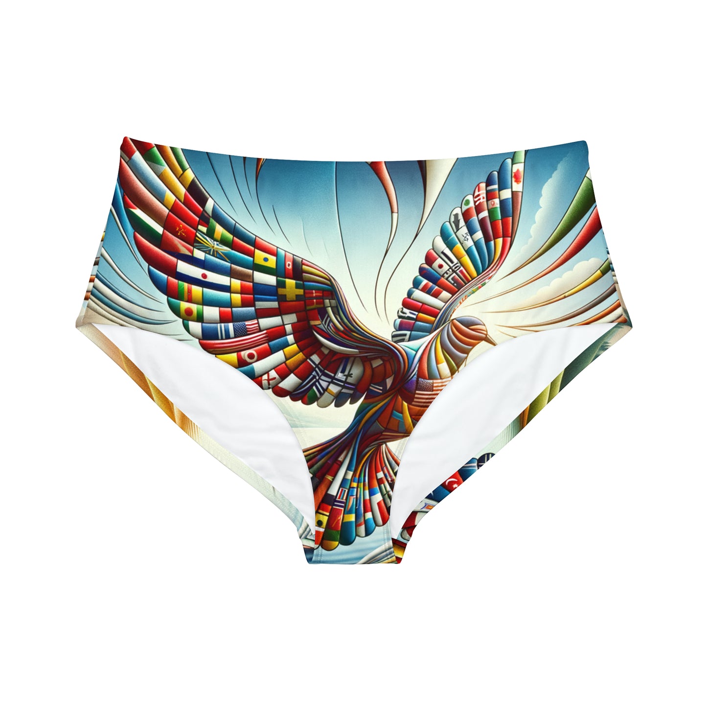 "Global Tapestry of Tranquility" - High Waisted Bikini Bottom