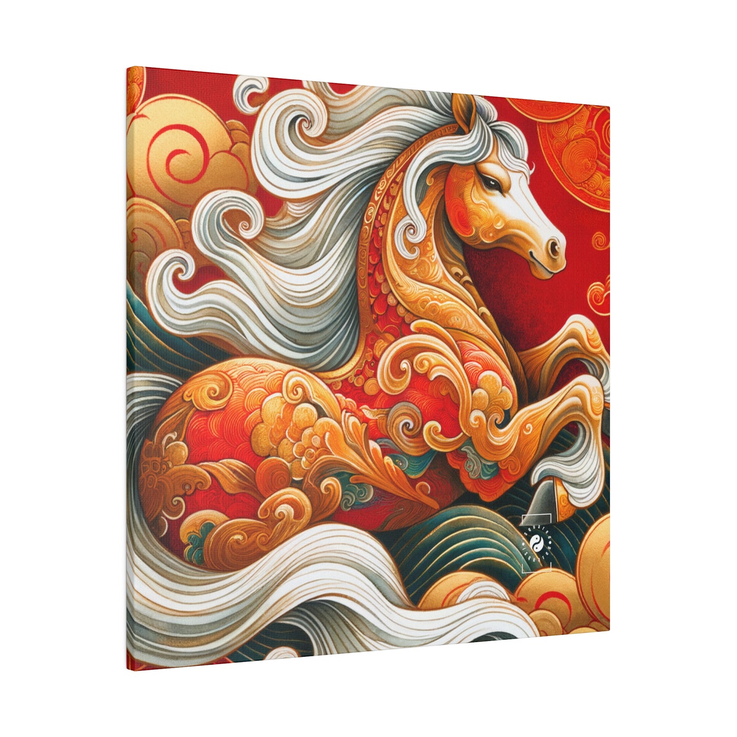 « Gold Gallop on Vermilion Vista: A Lunar New Year's Ode » – Impression sur toile