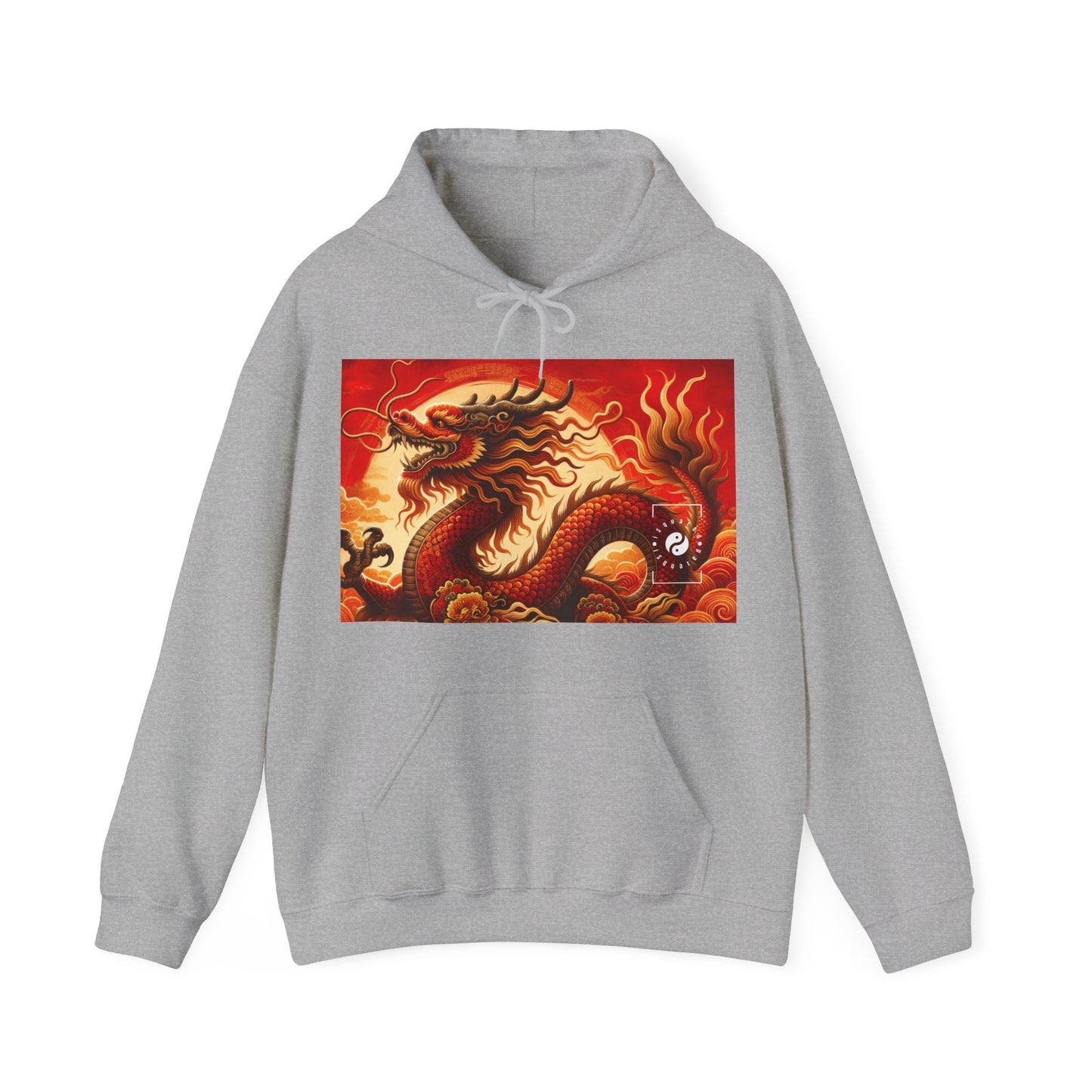 "Golden Dragon Dance in the Crimson Twilight" - Hoodie