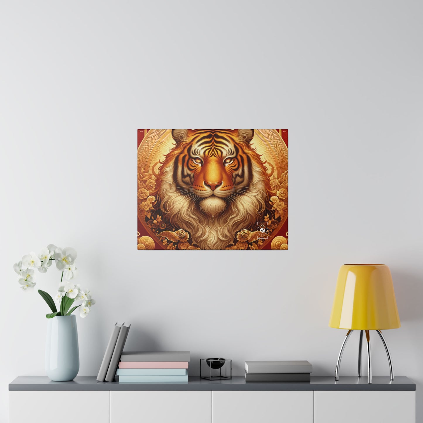 "Golden Majesty: Ascension of the Lunar Tiger" - Art Print Canvas