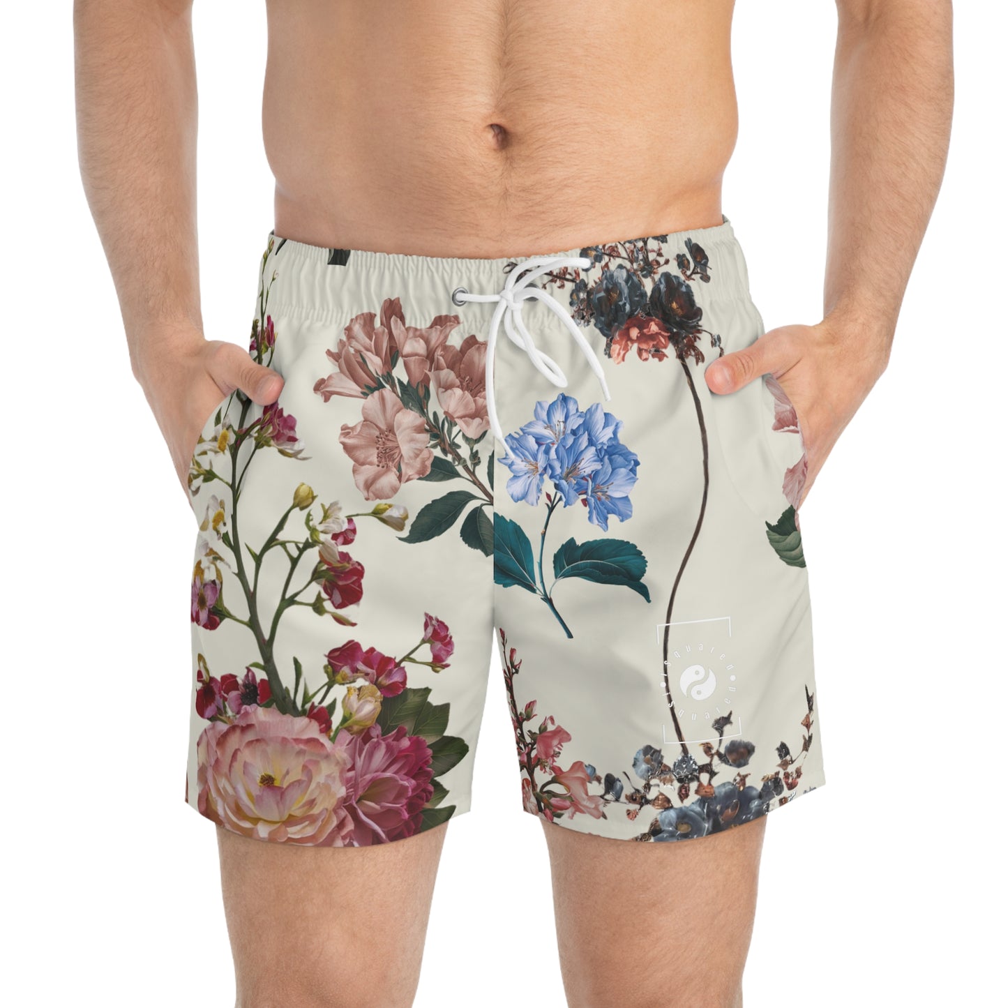 Botanicals on Beige - Swim Trunks for Men