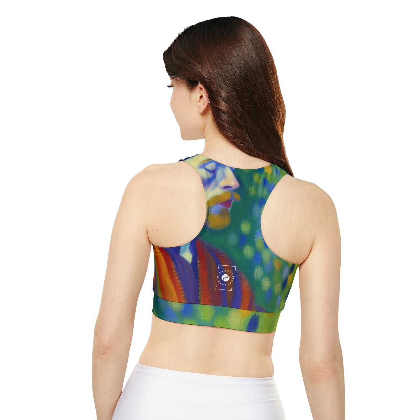 "Serene Resilience: A Frida's Solitude in hues" - Lined & Padded Sports Bra