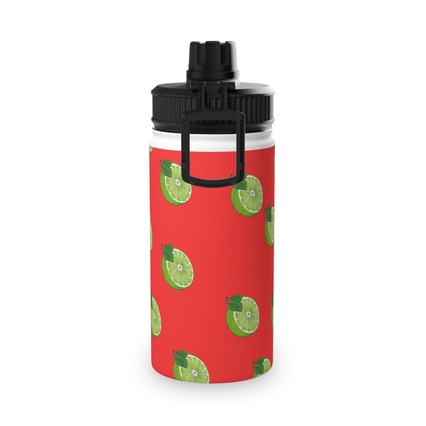 #FF3131 Bright Orange + Lime - Sports Water Bottle