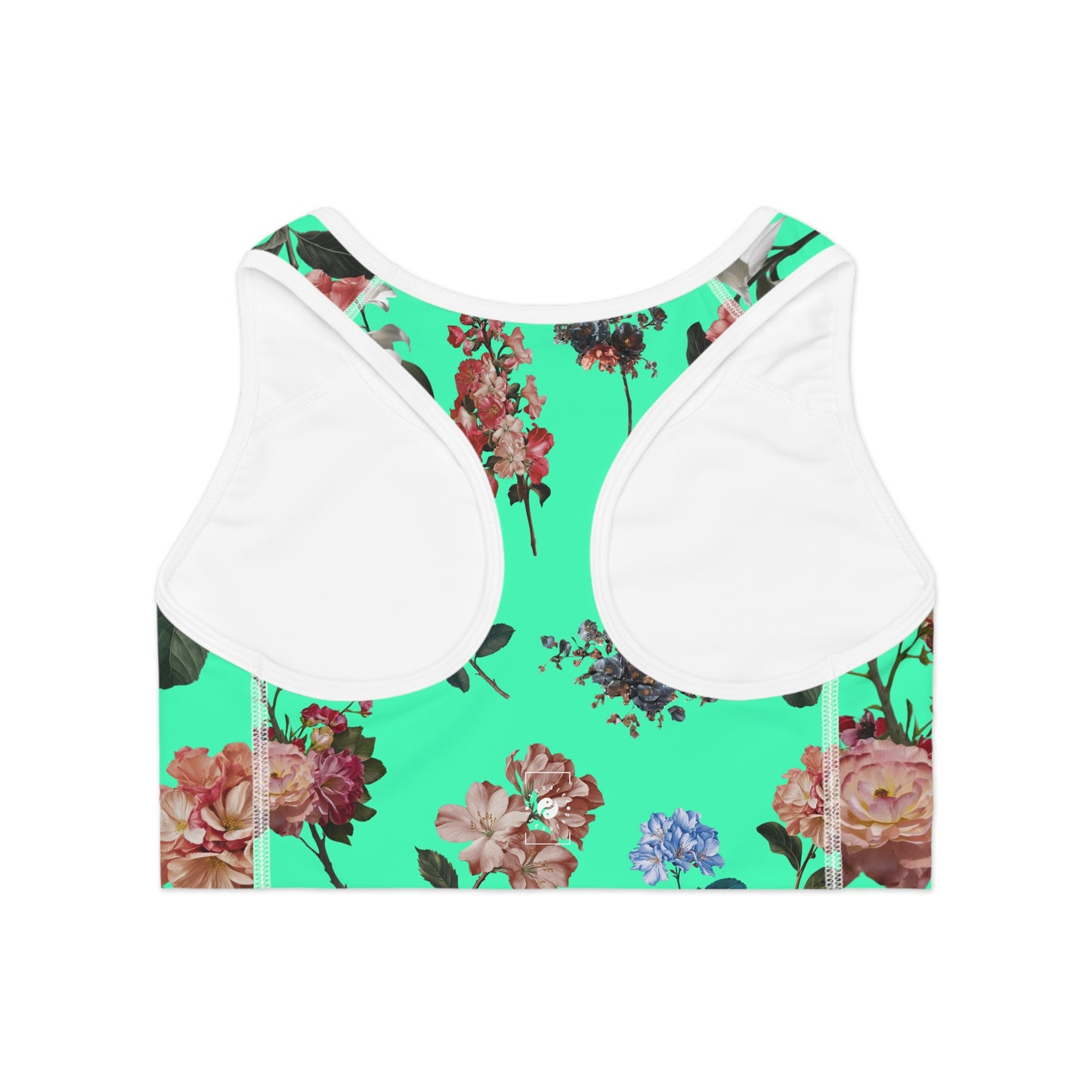 Botanicals on Turquoise - High Performance Sports Bra